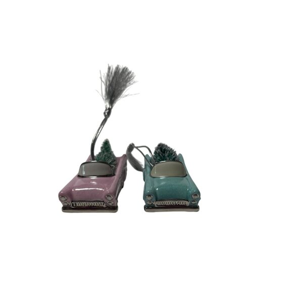 Lenox Retro Cars Ornament Set Of 2 4-Inch Ceramic Holiday Decorations - Picture 1 of 13